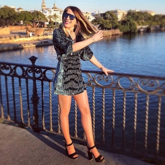 ZARA Sequined Velvet Dress - Picture 4 of 8